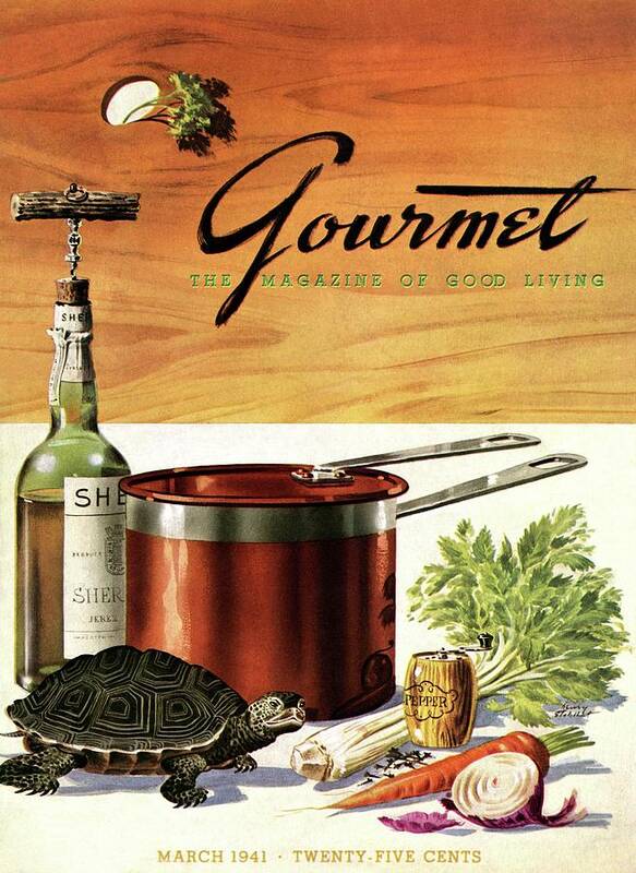 Illustration Poster featuring the photograph A Gourmet Cover Of Turtle Soup Ingredients by Henry Stahlhut