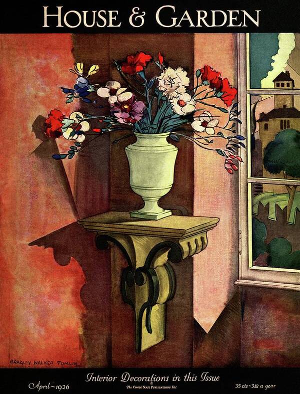 Illustration Poster featuring the photograph A House And Garden Cover Of A Vase Of Flowers by Bradley Walker Tomlin