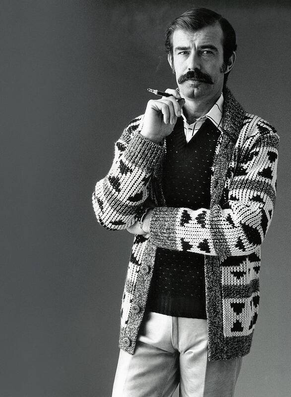 Fashion Poster featuring the photograph A Male Model Wearing An Aztec-motif Cardigan by Bill Cahill