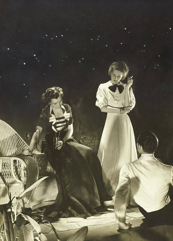 Fashion Poster featuring the photograph A Man With Female Models In Boucheron Jewels by Horst P. Horst