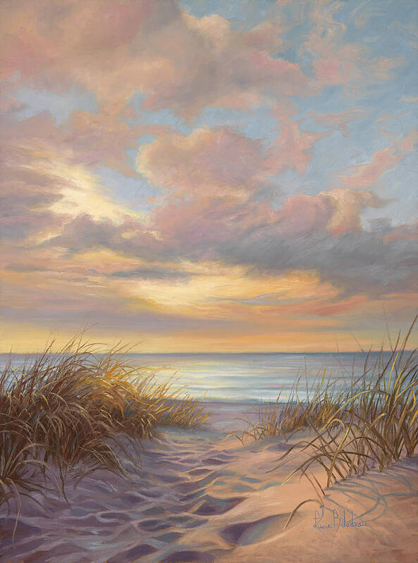 Beach Poster featuring the painting A Moment Of Tranquility by Lucie Bilodeau