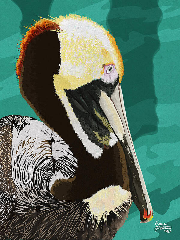 Brown Pelican Poster featuring the digital art A Pelicans View by Kevin Putman