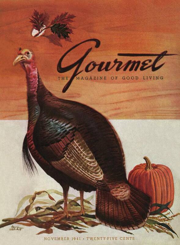Illustration Poster featuring the photograph A Thanksgiving Turkey And Pumpkin by Henry Stahlhut