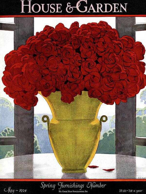 House And Garden Poster featuring the photograph A Vase With Red Roses by Andre E Marty