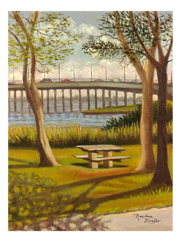 Landscape Poster featuring the painting A View of Crossbay Bridge by Madeline Lovallo