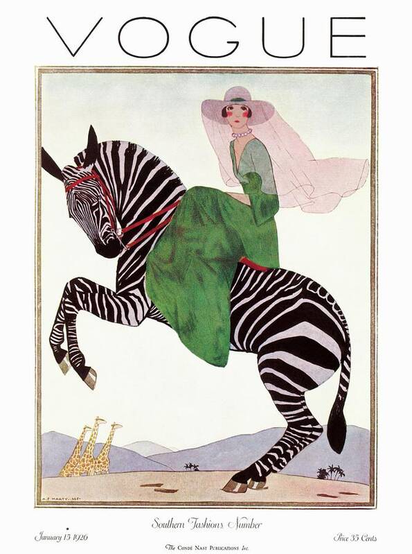 Illustration Poster featuring the photograph A Vintage Vogue Magazine Cover Of A Woman by Andre E. Marty