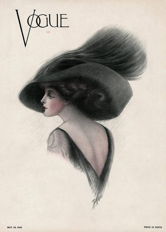 Illustration Poster featuring the photograph A Vintage Vogue Magazine Cover Of A Woman by F Rose