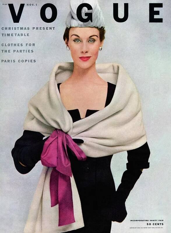 Fashion Poster featuring the photograph A Vogue Cover Of A Woman Wearing Balenciaga by Frances Mclaughlin-Gill