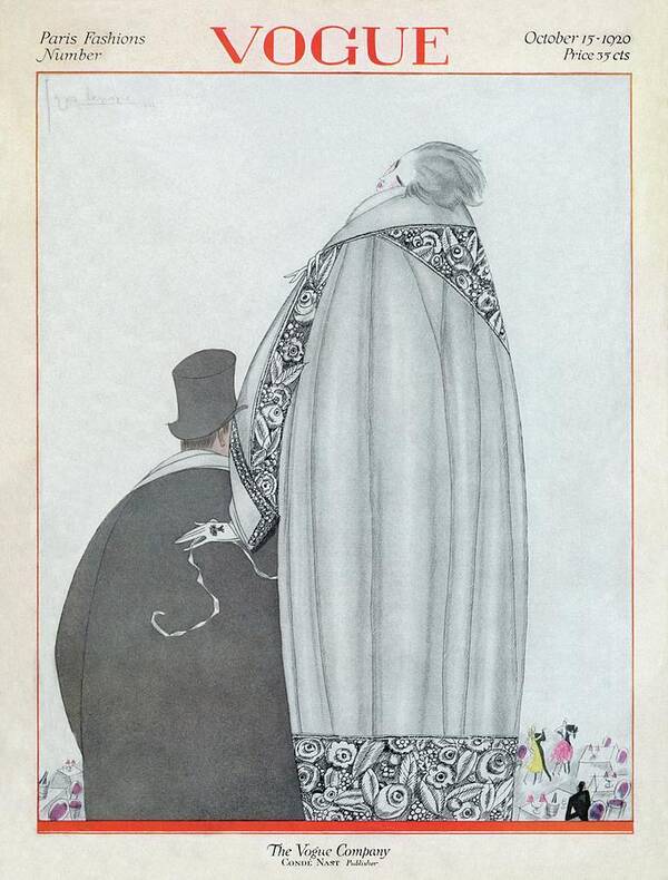 Illustration Poster featuring the photograph A Vogue Magazine Cover Of A Couple by Georges Lepape