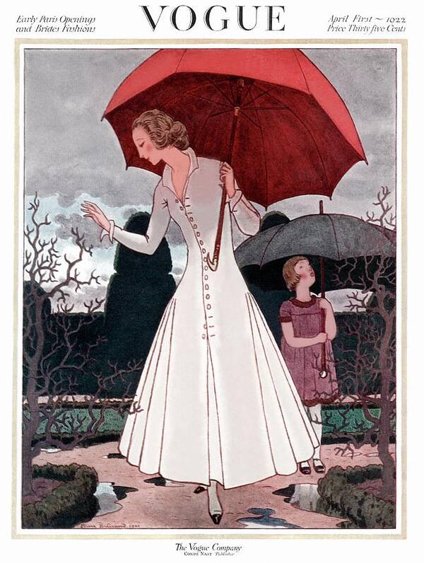 Illustration Poster featuring the photograph A Vogue Magazine Cover Of A Woman by Pierre Brissaud