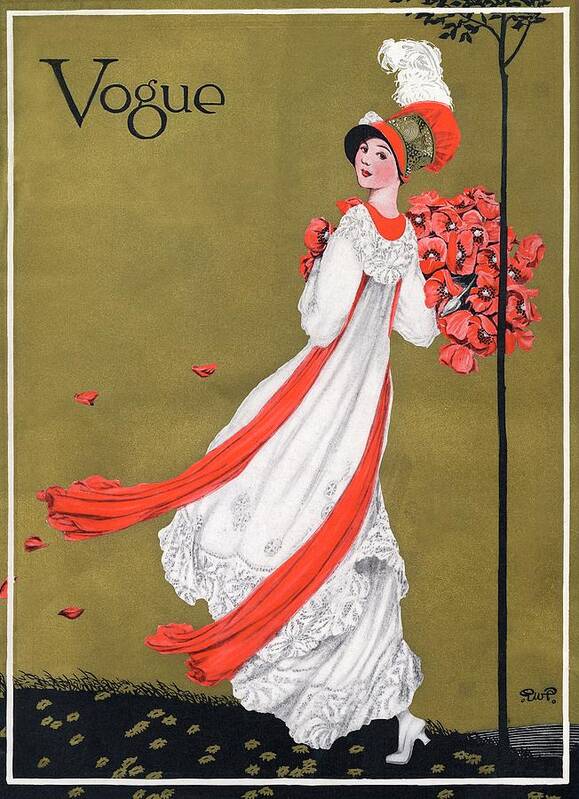 Illustration Poster featuring the photograph A Woman Holding Poppies by George Wolfe Plank