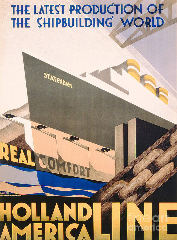 Art Deco Poster featuring the painting Advertisement for the Holland America Line by Hoff