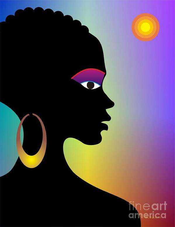 Portraits Poster featuring the digital art Afroette by Walter Neal