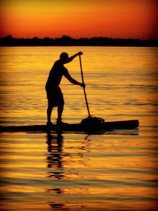 Paddle Boarding Poster featuring the photograph Alone With The Sun by Karen Wiles