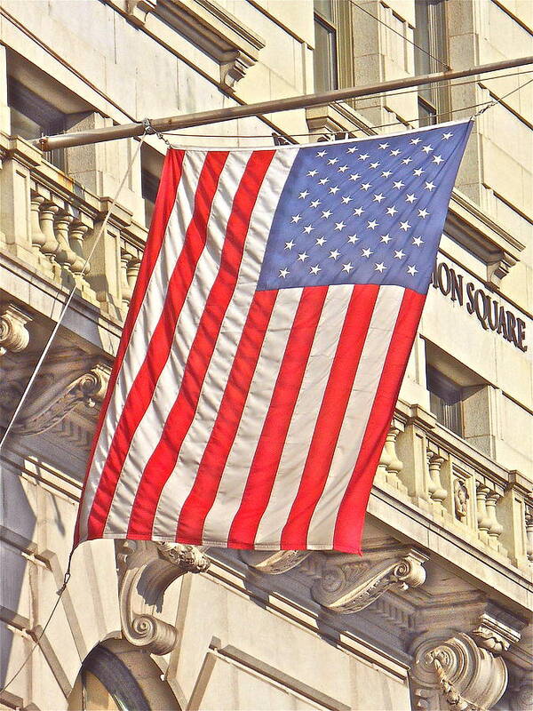 American Flag Poster featuring the photograph American Flag N.Y.C 1 by Joan Reese