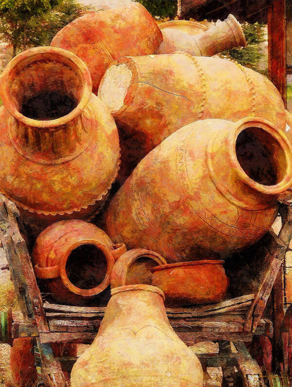 Amphora Poster featuring the painting Amphorae on a Cart by Sandy MacGowan