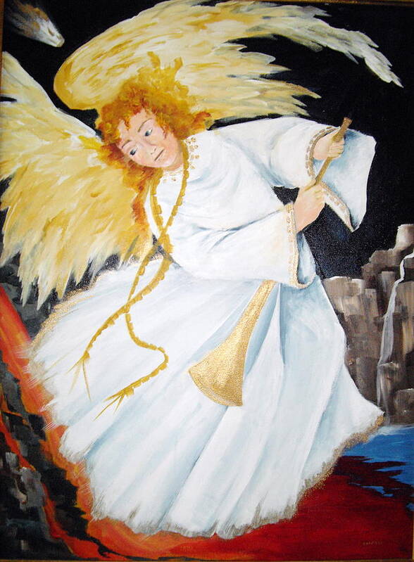 Angel Poster featuring the painting Angel of the Apocalypse by Ellen Canfield