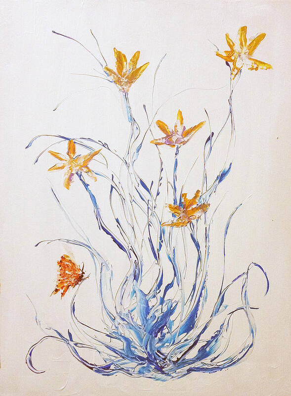 Flowers Poster featuring the painting Aqualily by Mr Dill