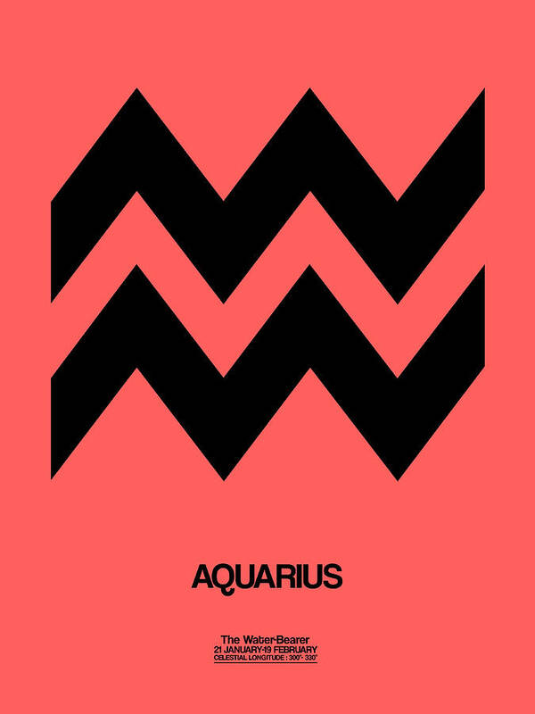 Aquarius Poster featuring the digital art Aquarius Zodiac Sign Black by Naxart Studio
