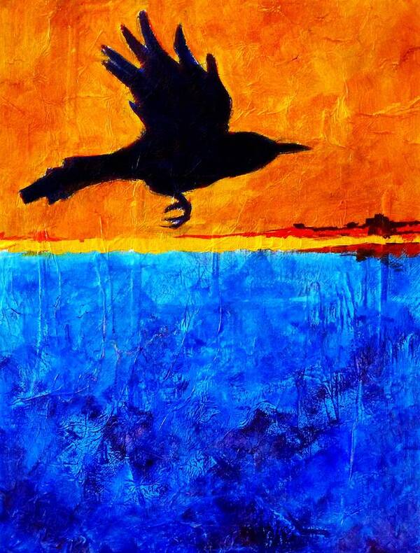 Crow Poster featuring the painting As the Crow Flies by Nancy Merkle