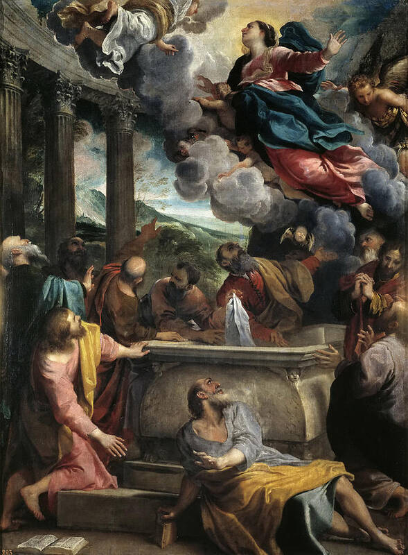 Annibale Carracci Poster featuring the painting Assumption of Mary by Annibale Carracci