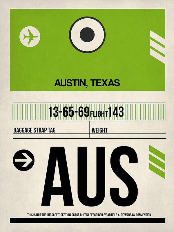 Austin Poster featuring the digital art Austin Airport Poster 1 by Naxart Studio