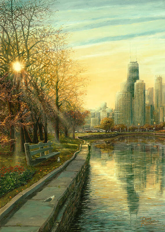 Fall In Chicago Poster featuring the painting Autumn Serenity II by Doug Kreuger