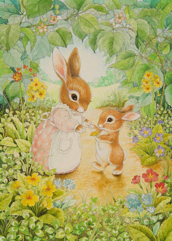 Bunnies Poster featuring the painting Baby Bunny by Lynn Bywaters
