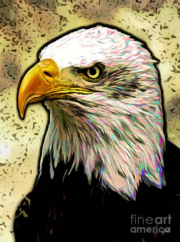 Eagle Poster featuring the digital art Bald Eagle by - Zedi -