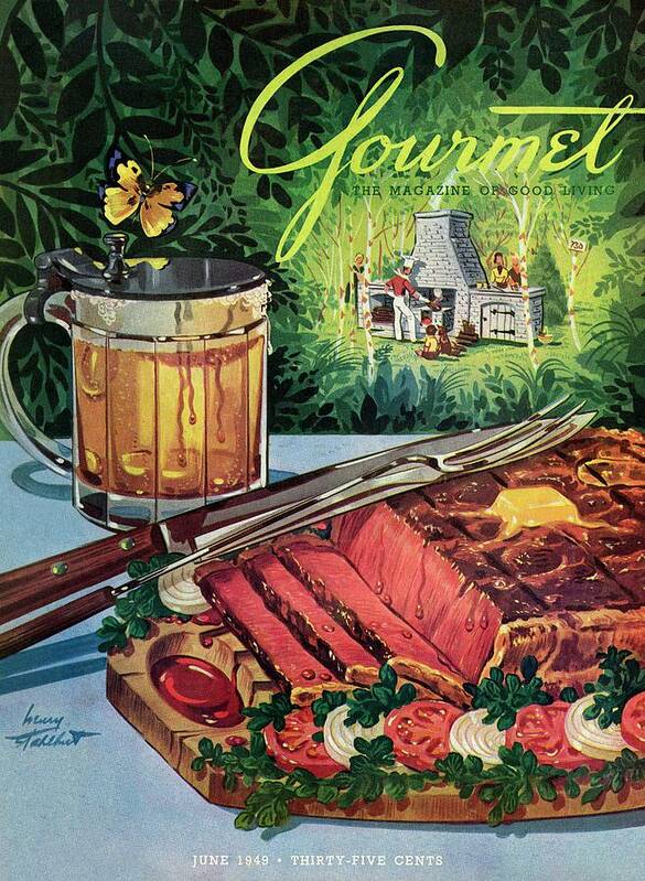 Food Poster featuring the photograph Barbeque Meat And A Mug Of Beer by Henry Stahlhut