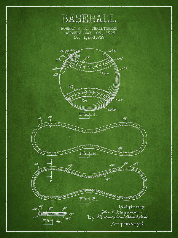 Baseball Patent Poster featuring the digital art Baseball Patent Drawing From 1928 by Aged Pixel