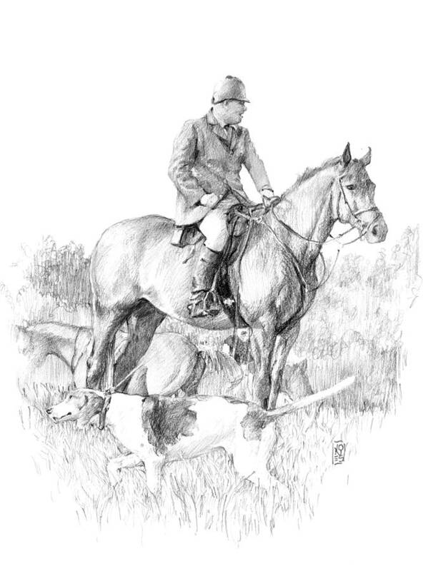 Fox Hunt Poster featuring the drawing Before the Hunt by Debra Jones