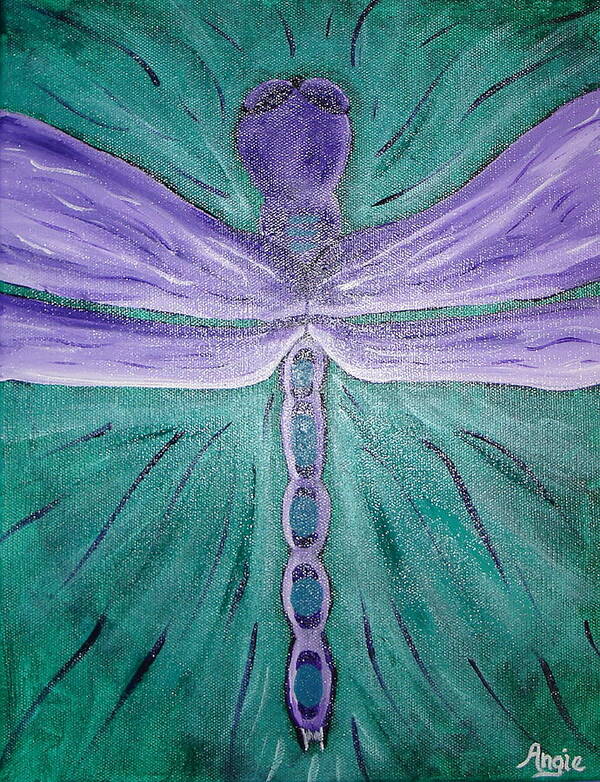 Dragonfly Poster featuring the painting Bethany's Dragonfly by Angie Butler