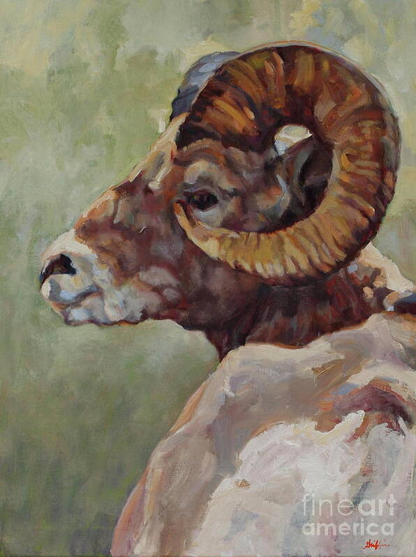 Big Horn Poster featuring the painting Big Horn In Sage by Patricia A Griffin