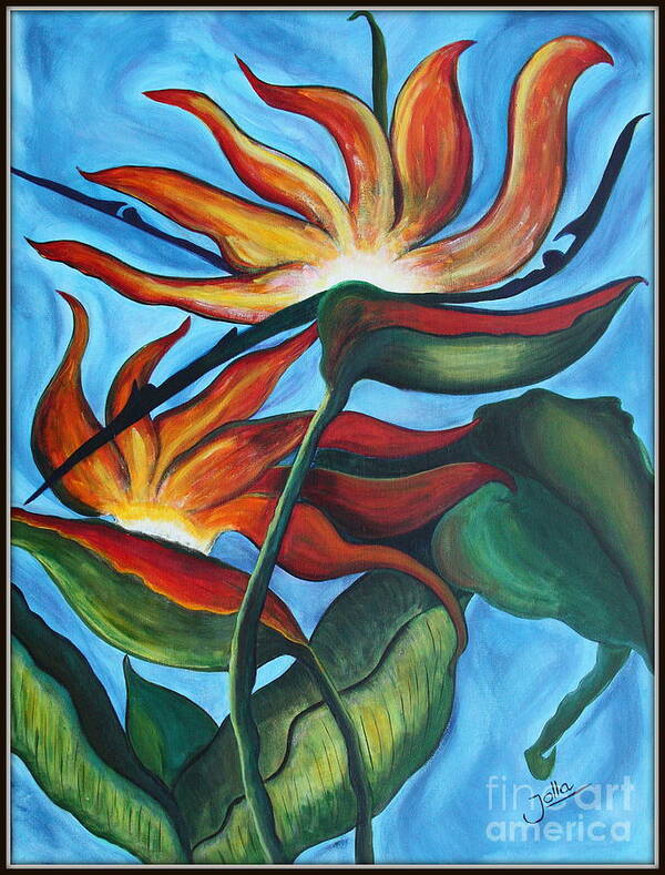 Bird Of Paradise Poster featuring the painting Bird of Paradise by Jolanta Anna Karolska