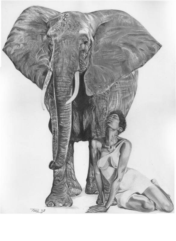 Woman Poster featuring the drawing Black Ivory by Terri Meredith