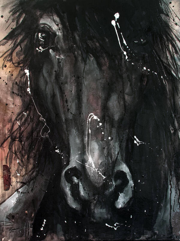 Stallion Poster featuring the painting Black Stallion by Sean Parnell