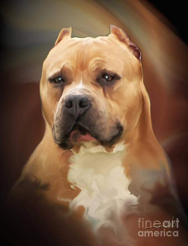 Spano Poster featuring the painting Blond Pit Bull by Spano by Michael Spano
