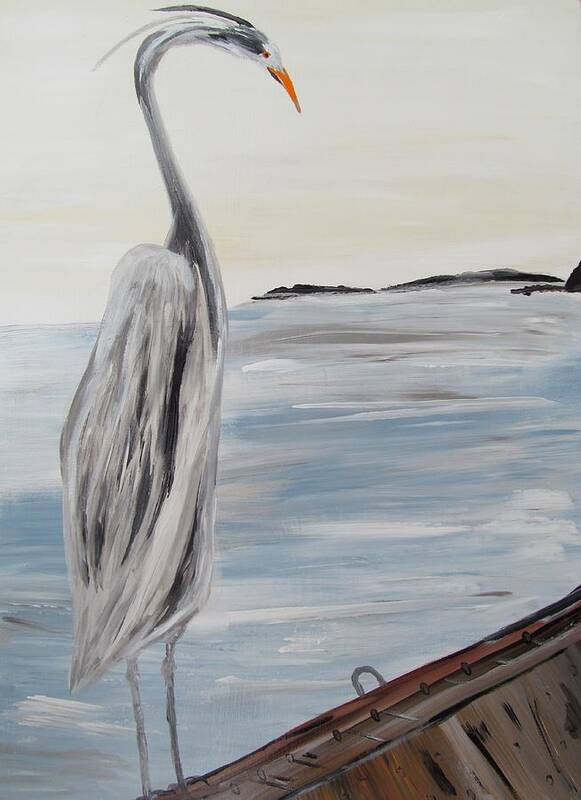 Blue Heron Poster featuring the painting Blue Heron by Susan Voidets