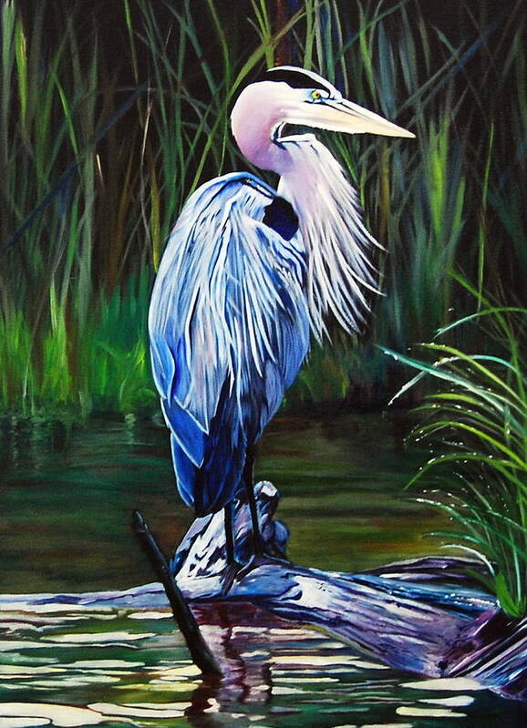 Heron Poster featuring the painting Blue Herron by Stella Marin