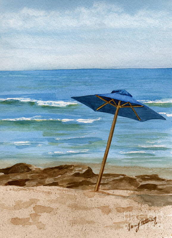 Blue Umbrella Poster featuring the painting Blue Umbrella by Nancy Patterson