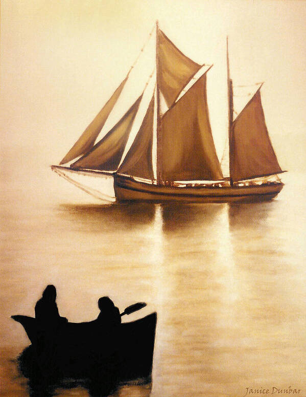 Painting Poster featuring the painting Boats In Sun Light by Janice Dunbar