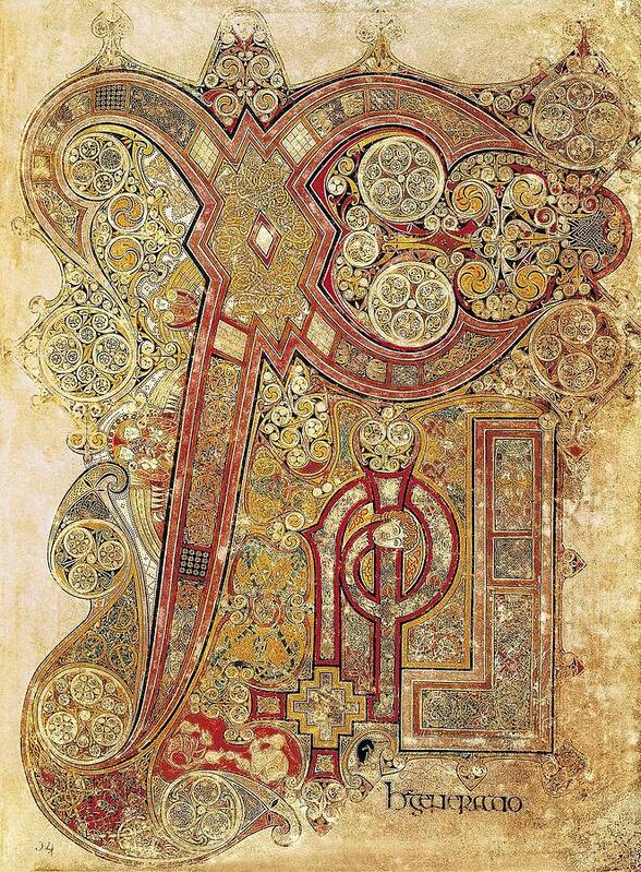 Vertical Poster featuring the photograph Book Of Kells. 8th-9th C. Chapter by Everett