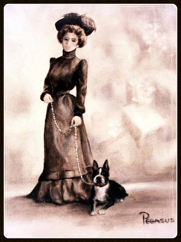 Dog Poster featuring the painting Boston Beauties 2 - Vintage Collection by Beverly Pegasus