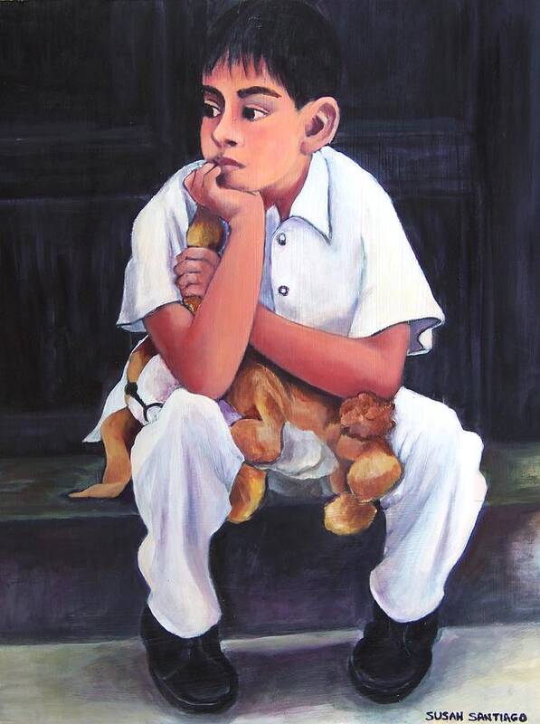 Portrait Poster featuring the painting Boy from Janitzio by Susan Santiago