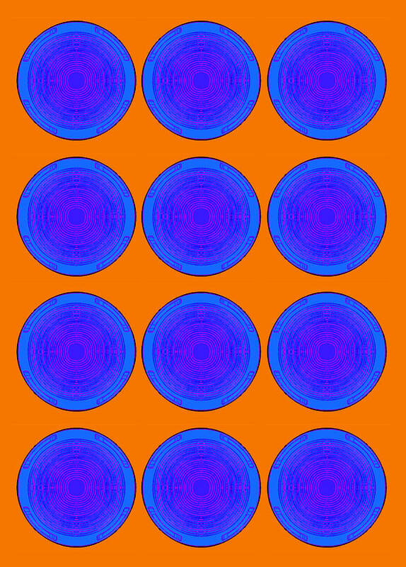 Circles Poster featuring the painting Bubbles Orange Blue Warhol by Robert R by Robert R Splashy Art Abstract Paintings