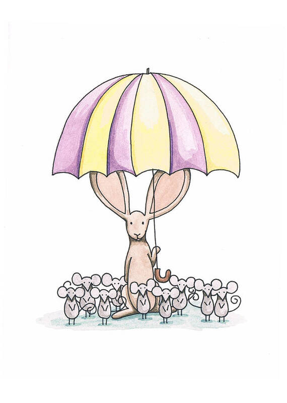 Bunny Poster featuring the painting Bunny with Umbrella by Christy Beckwith