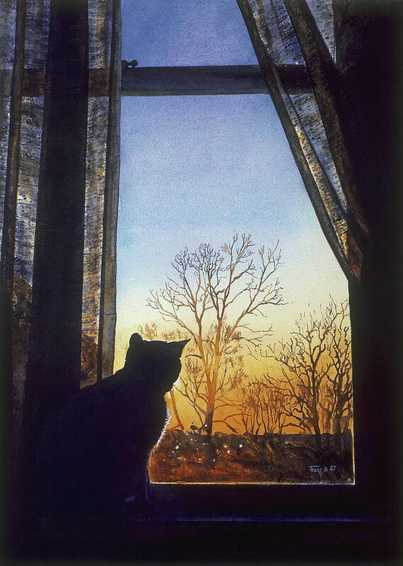 Cat Poster featuring the painting Cat at the Window by Robert Tracy