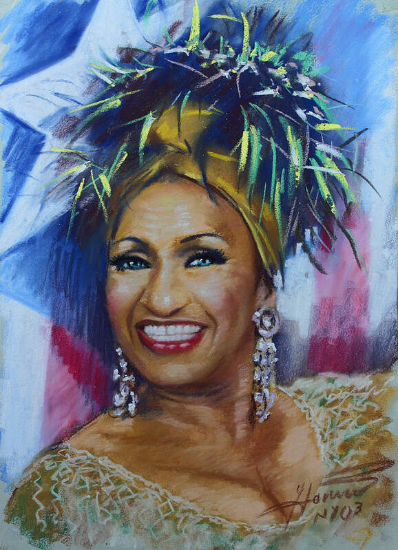 Cuban American Salsa Poster featuring the drawing Celia Cruz by Viola El