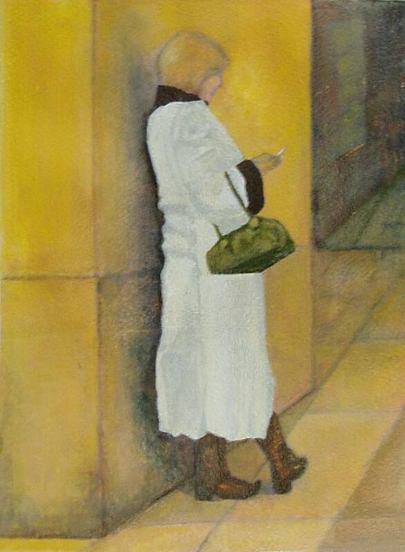 Female Poster featuring the painting Checking Calls by Elizabeth Bogard